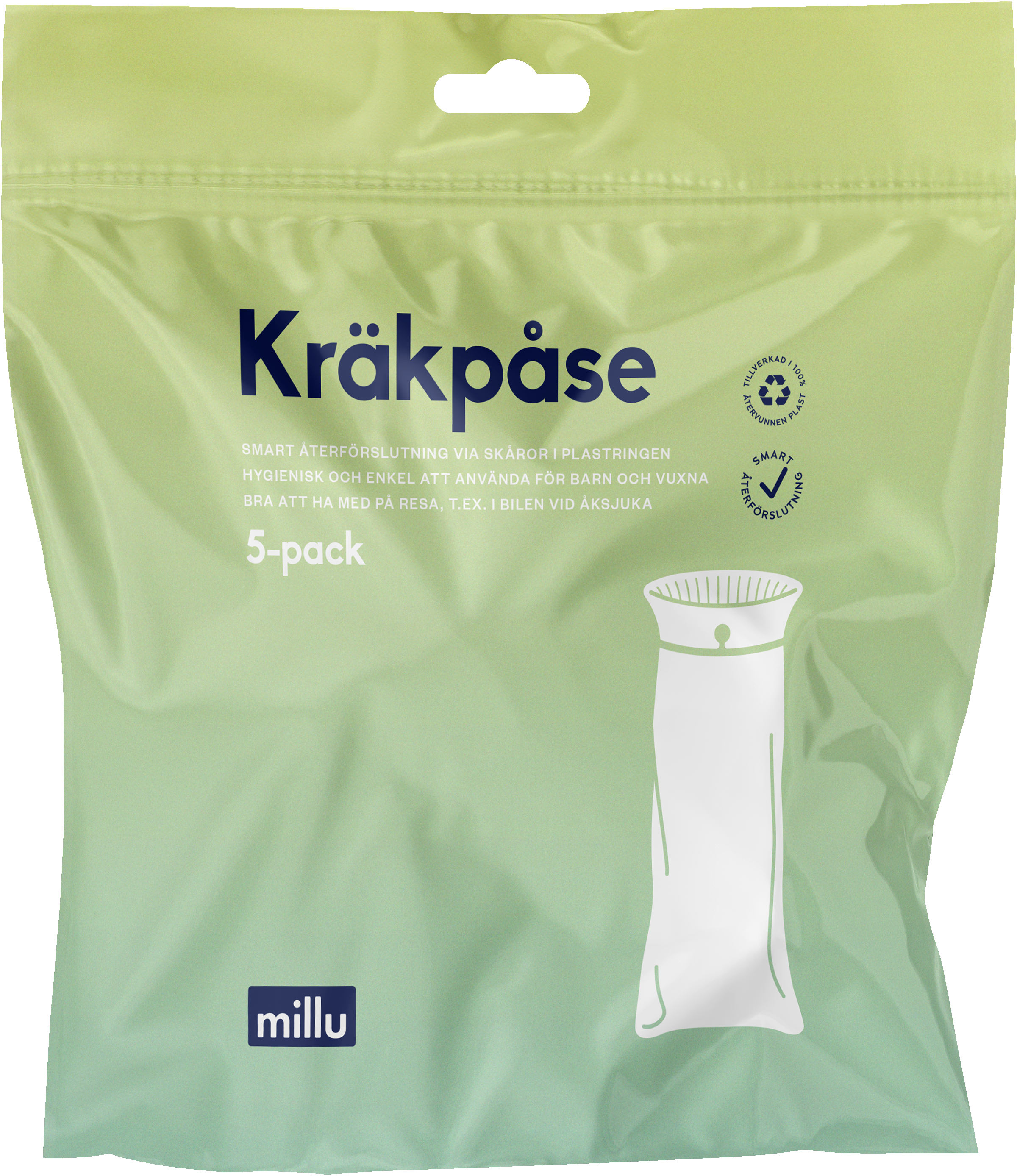 Millu Kräkpåse 100% återvunnen plast 5 st