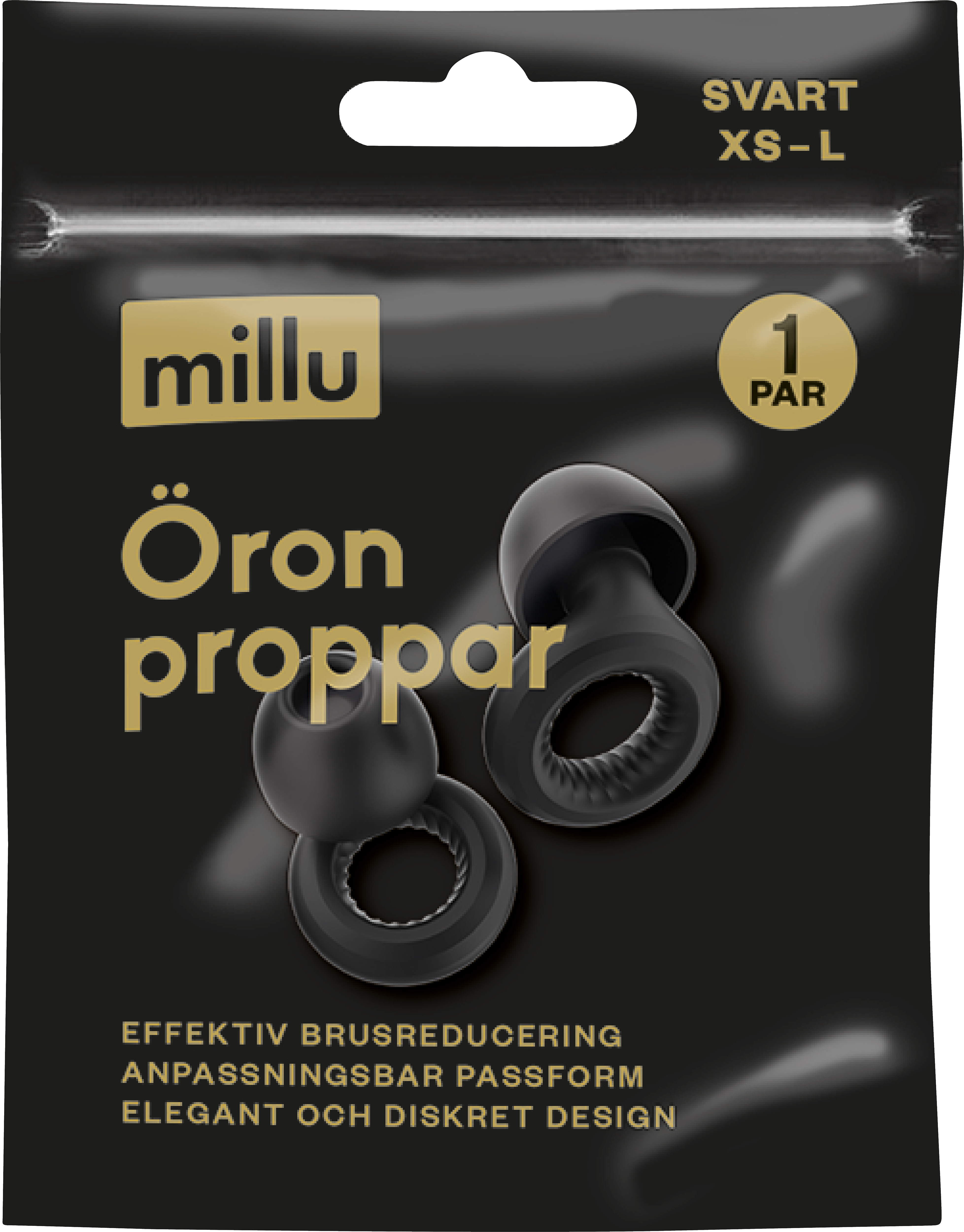 Millu Öronproppar Diskret Svart