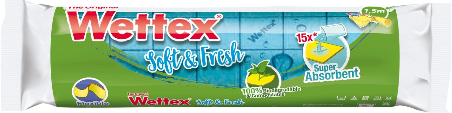 Wettex soft & fresh 1,5m rulle lime/blå 