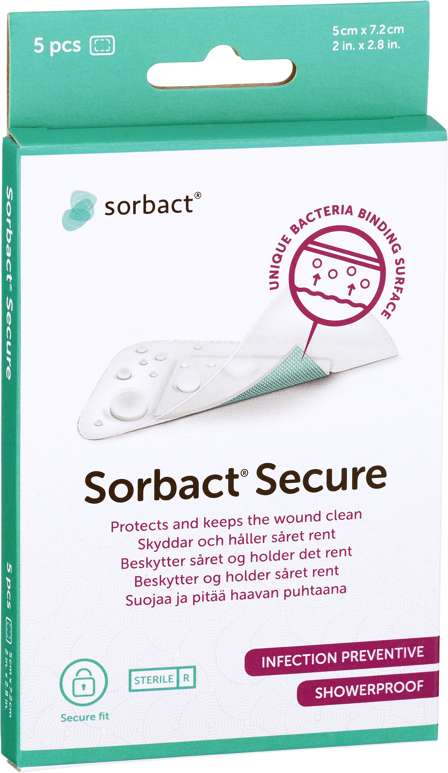 Abigo Medical AB Sorbact Secure 5 x 7,2 cm 5 st