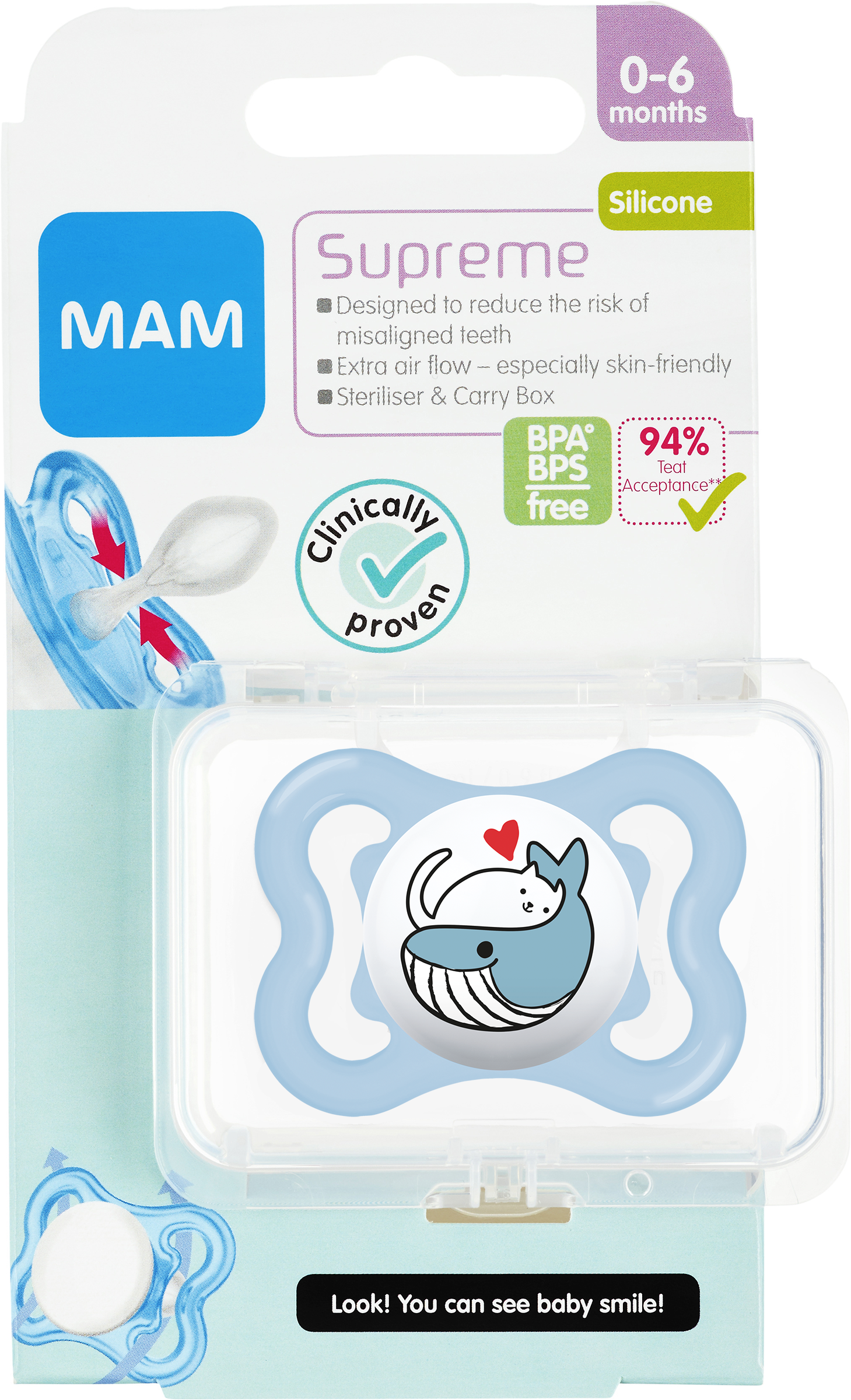 MAM Supreme napp 0-6 månader - blandade färger och mönster 1 st | Bebis och småbarn | Apoteka