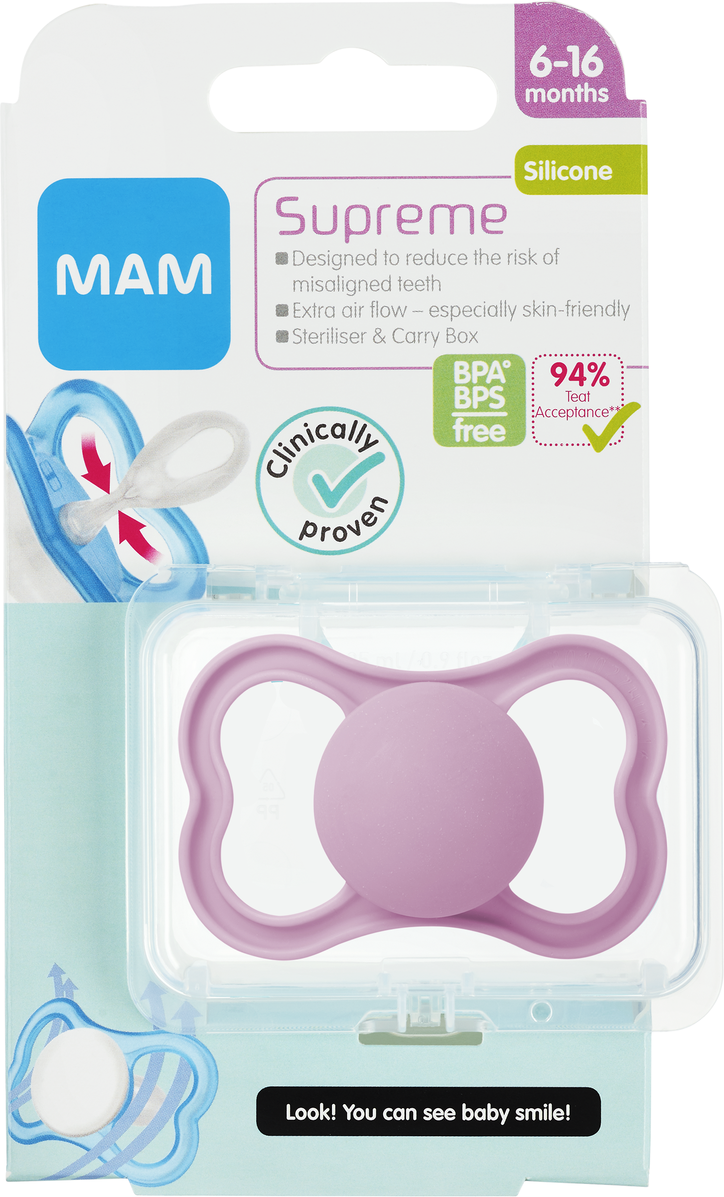 MAM Supreme napp 6-16 månader - blandade färger och mönster 1 st | Bebis och småbarn | Apoteka