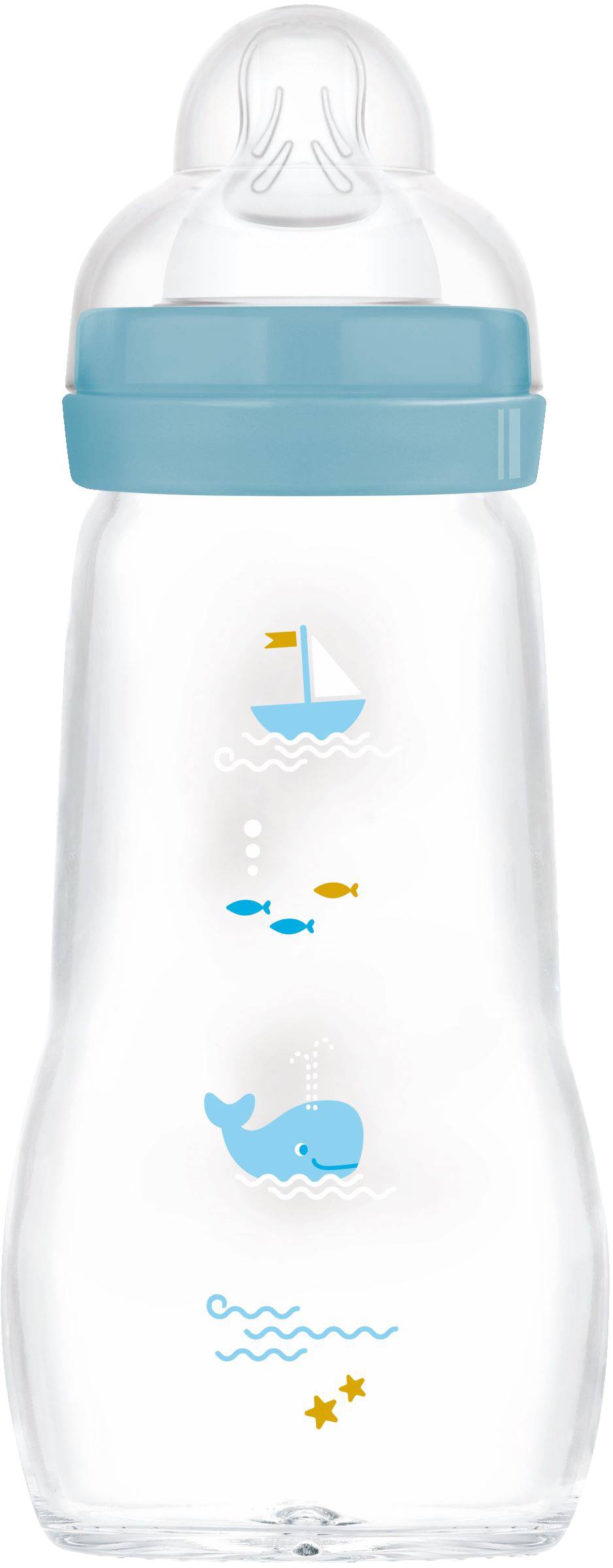 MAM Feel Good nappflaska glas 260 ml - blandade färger och mönster 1 st