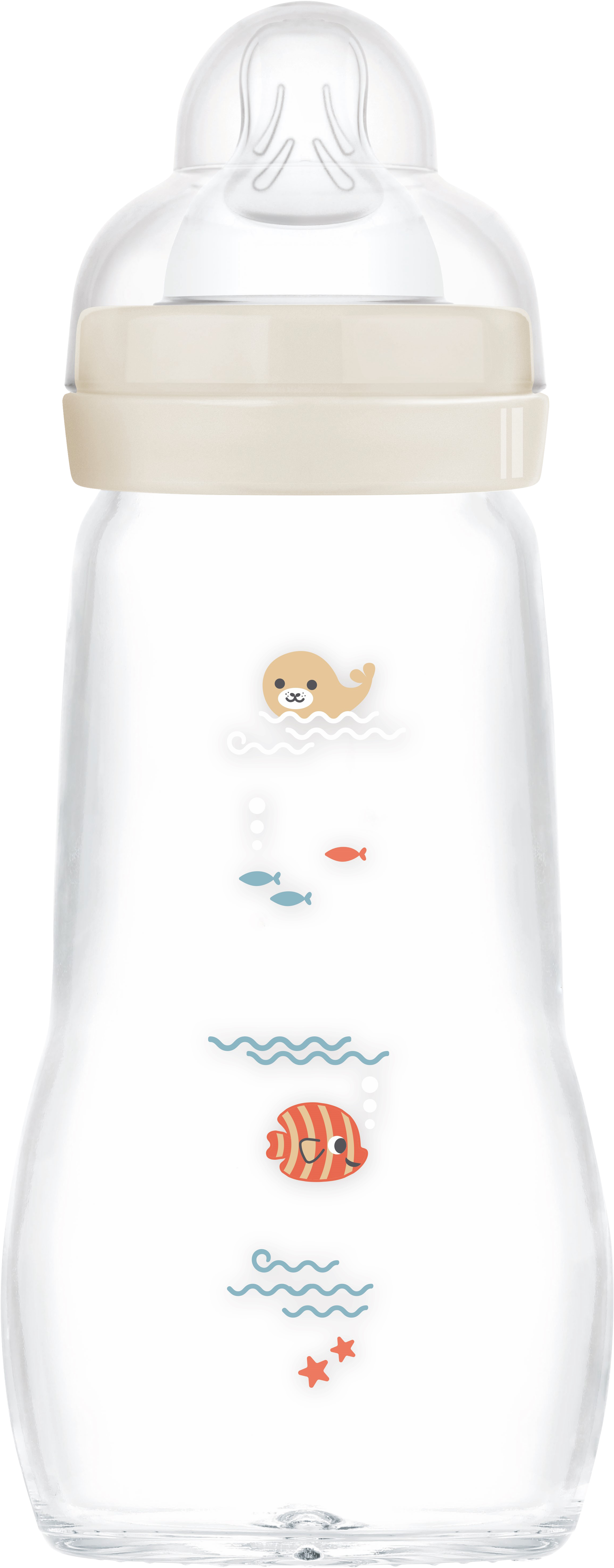 MAM Feel Good nappflaska glas 260 ml - blandade färger och mönster