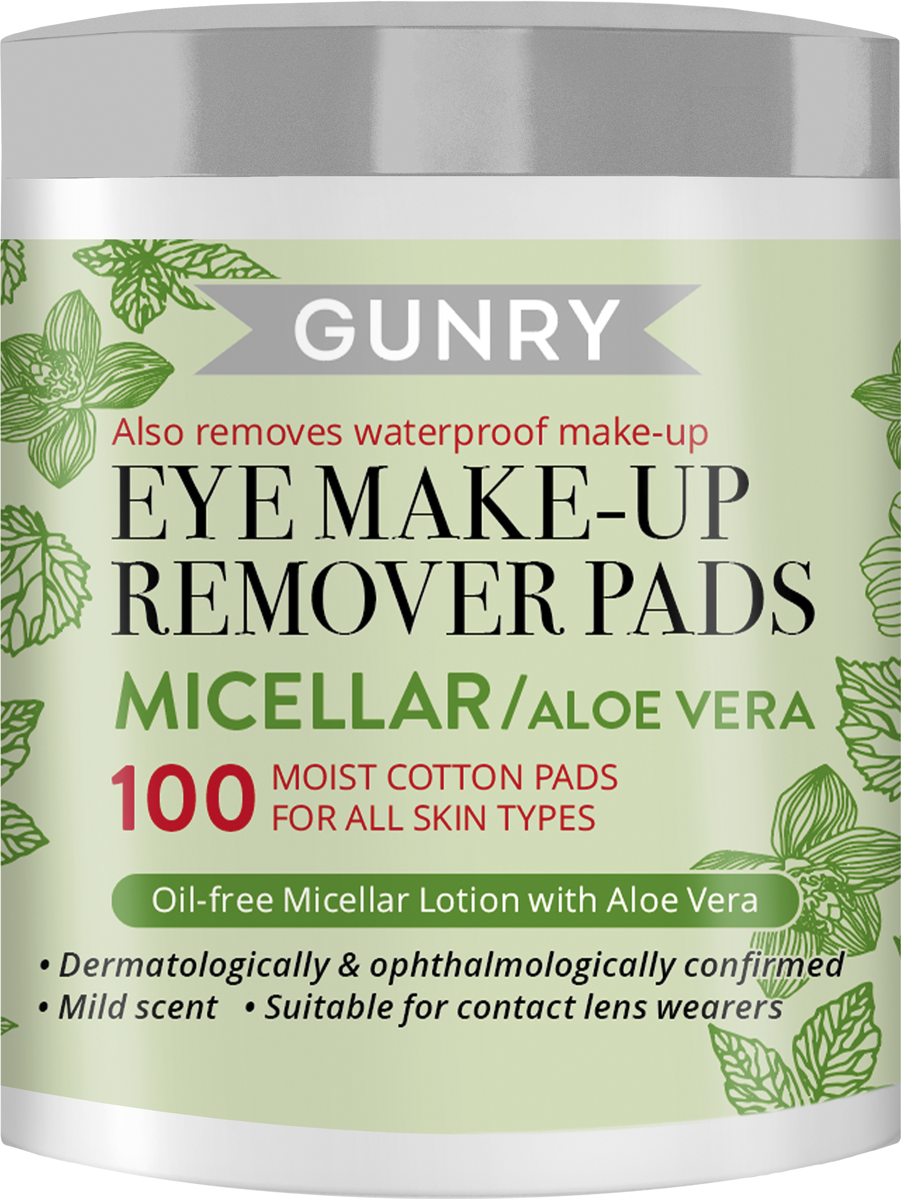 Gunry Eye make-up remover pads aloe vera 100 st