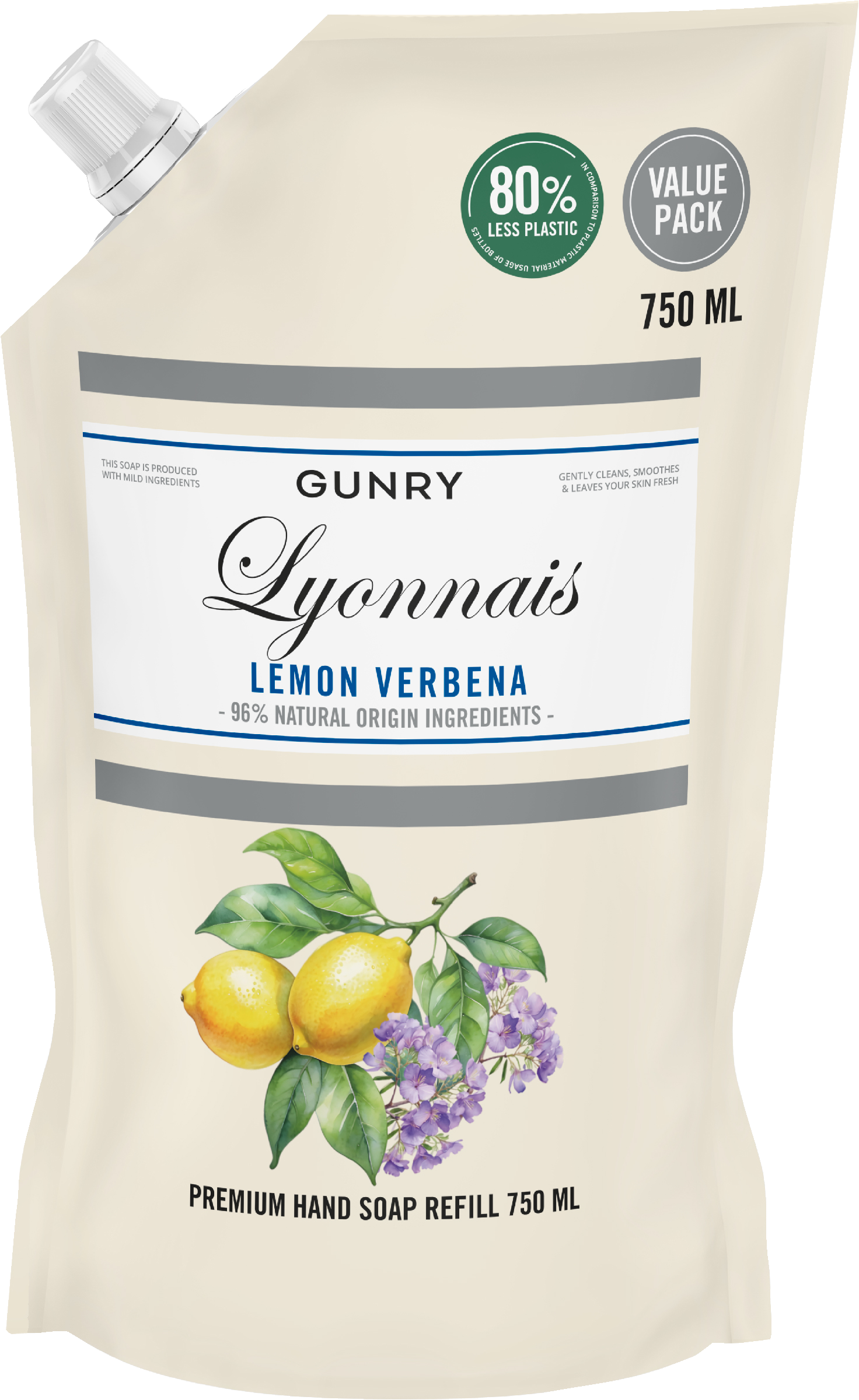 Gunry Flytande tvål french refill lemon verbena 750 ml | Skönhet och hälsa - Personlig vård - Kosmetika - Hudvård | Apoteka