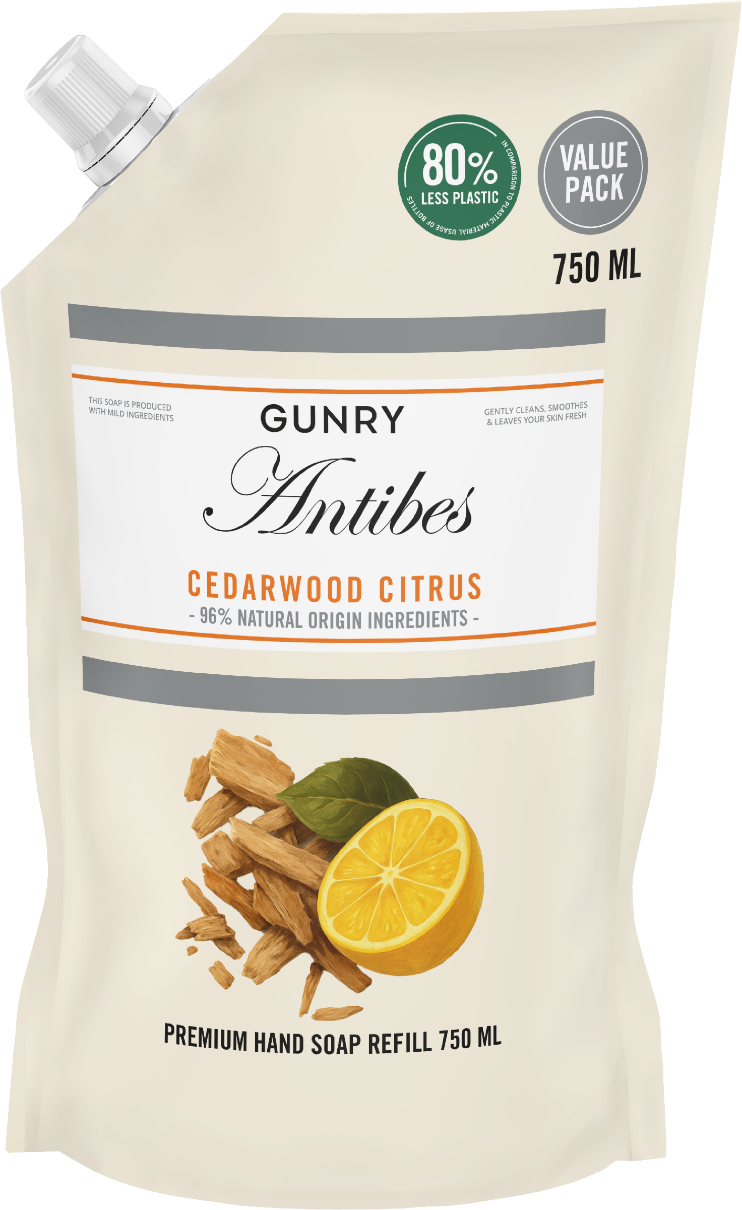 Gunry flytande tvål premium refill french cedarwood citrus 750 ml | Skönhet och hälsa - Personlig vård - Kosmetika - Hudvård | Apoteka