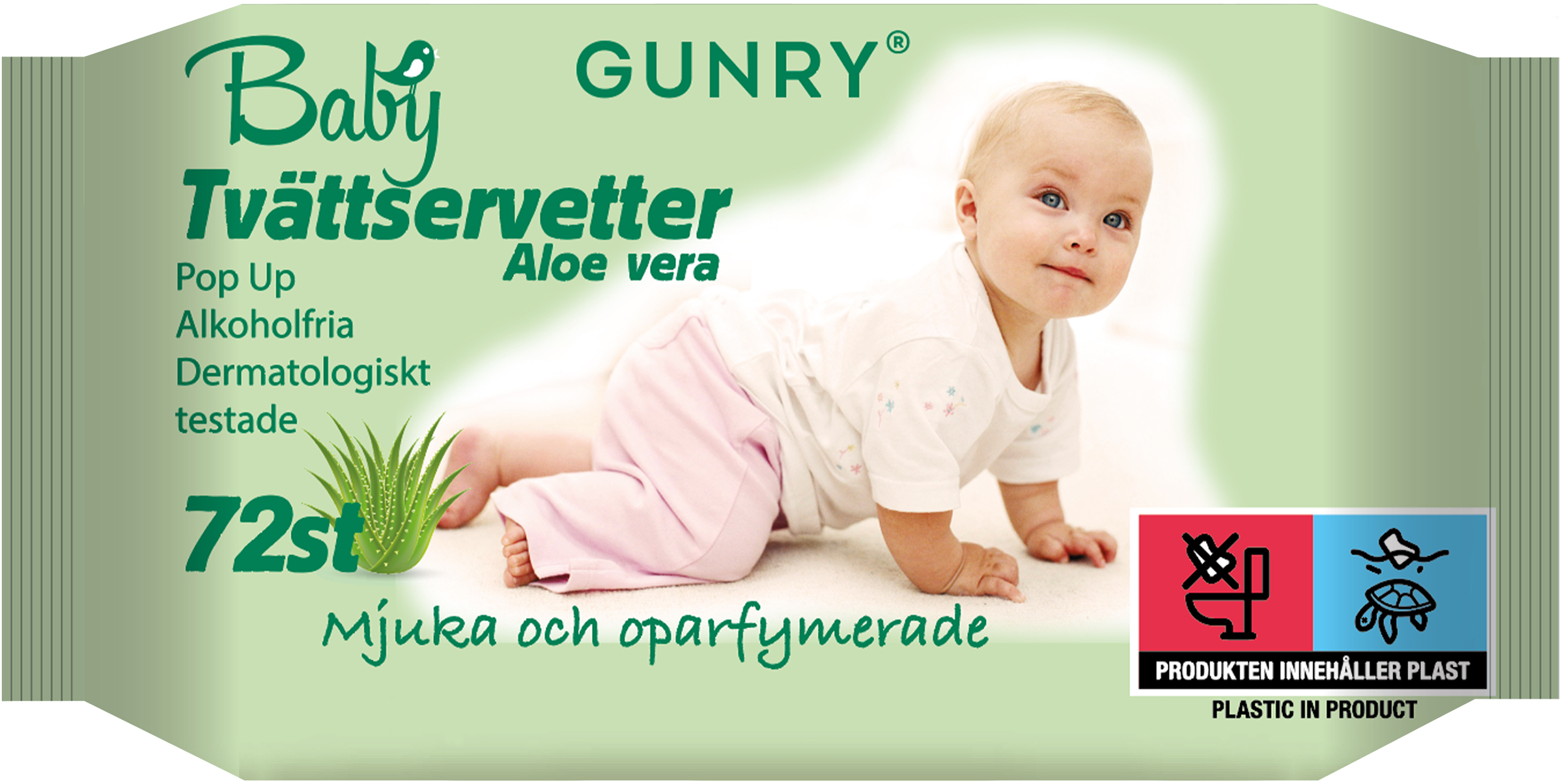 Gunry Baby tvättservetter aloe vera 72 st