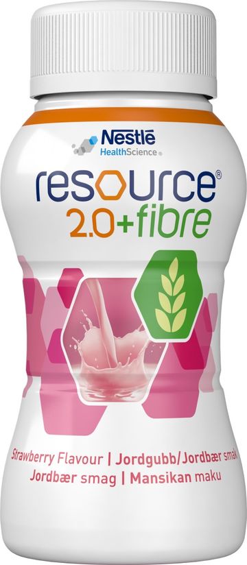 Resource 2,0 + fibre, drickfärdigt, komplett kosttillägg, jordgubb