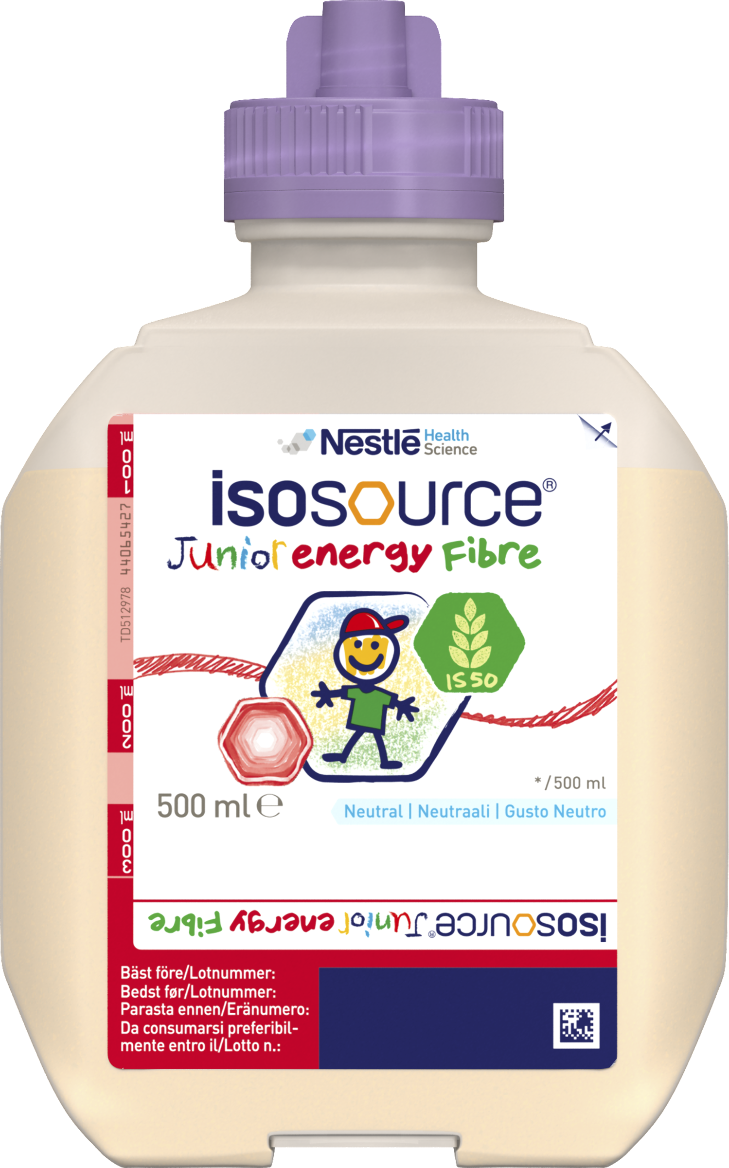 Isosource Junior Energy Fibre sondnäring neutral 12 x 500 milliliter