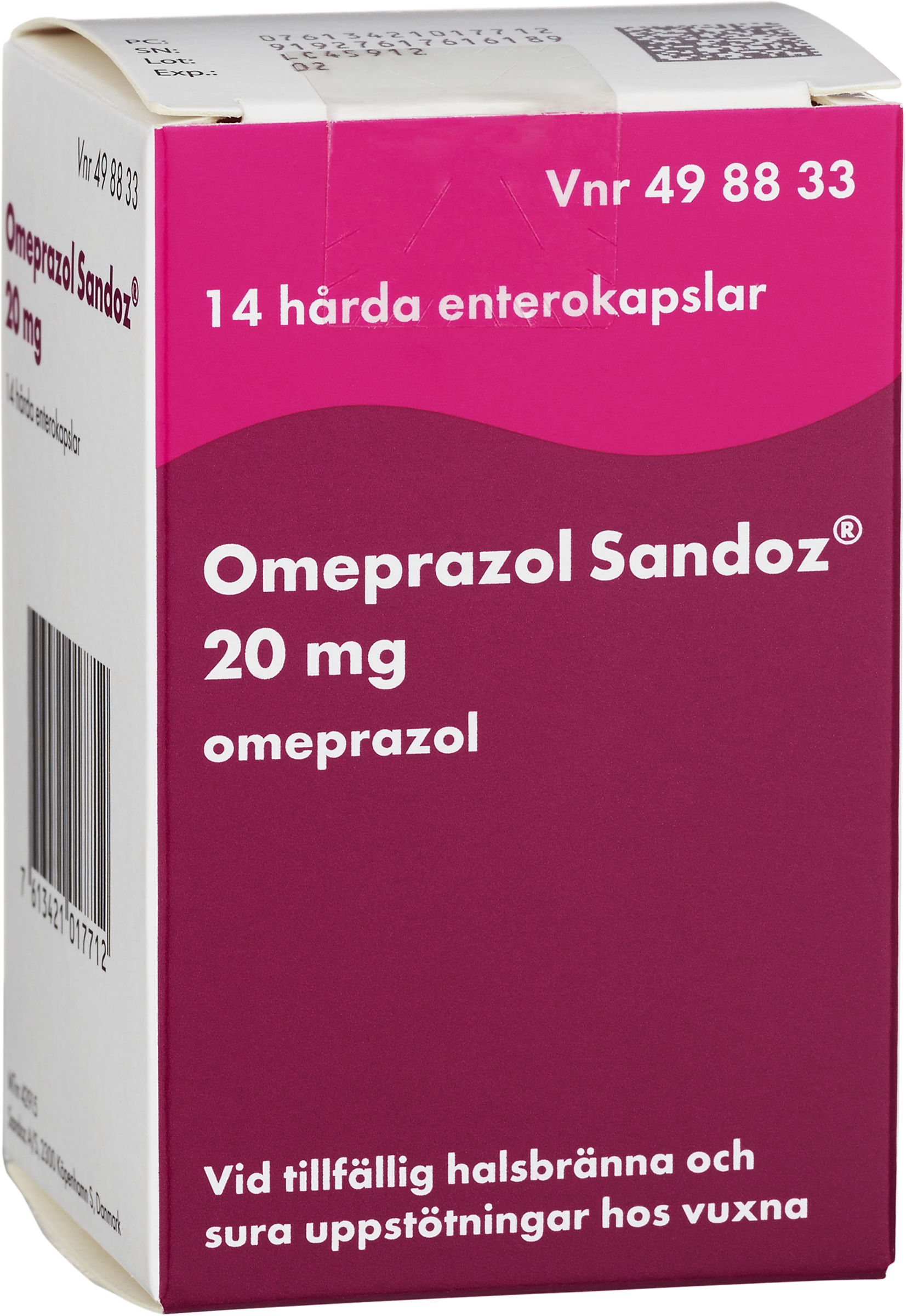 Omeprazol Sandoz, enterokapsel, hård 20 mg