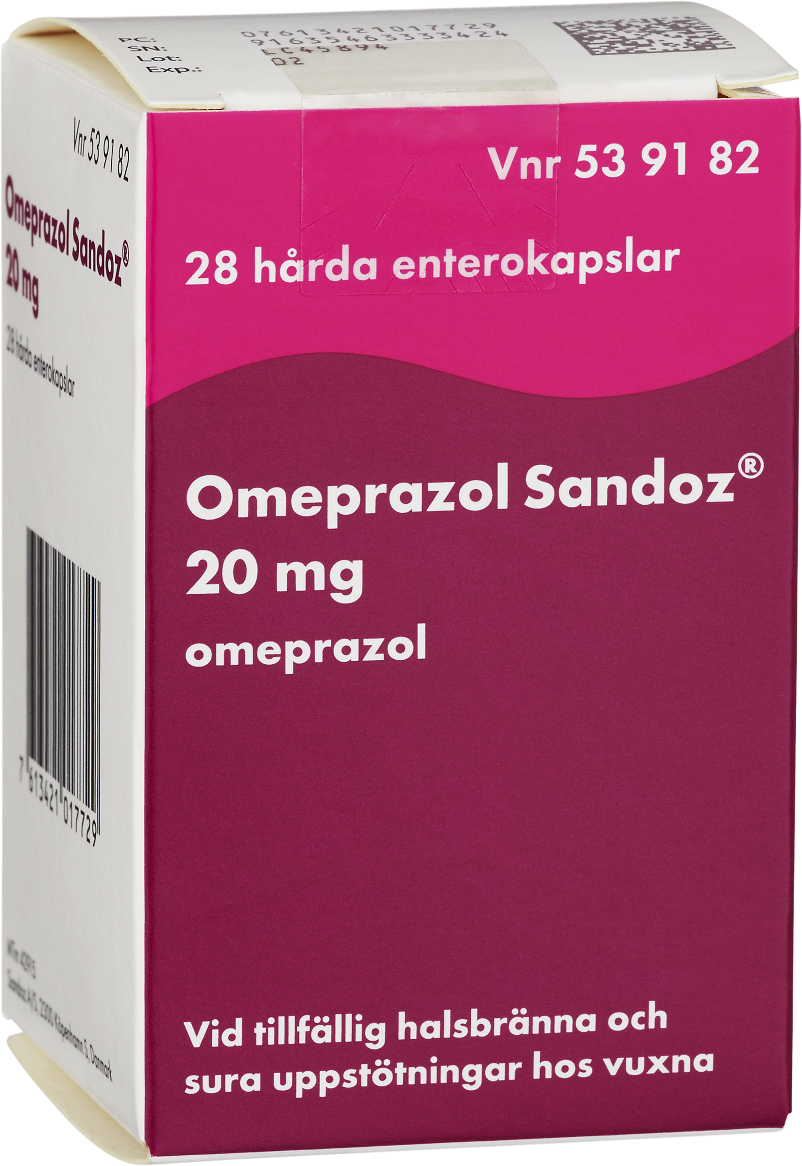 Omeprazol Sandoz, enterokapsel, hård 20 mg