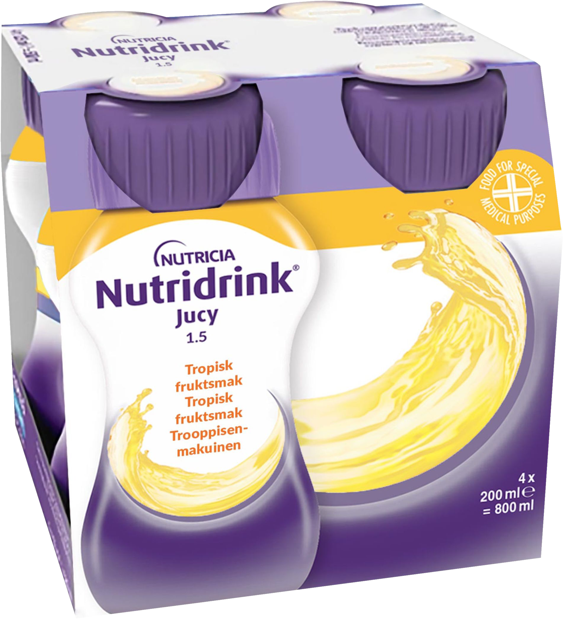 Nutridrink Jucy, tropisk, energirikt kosttillägg, klar, fettfri