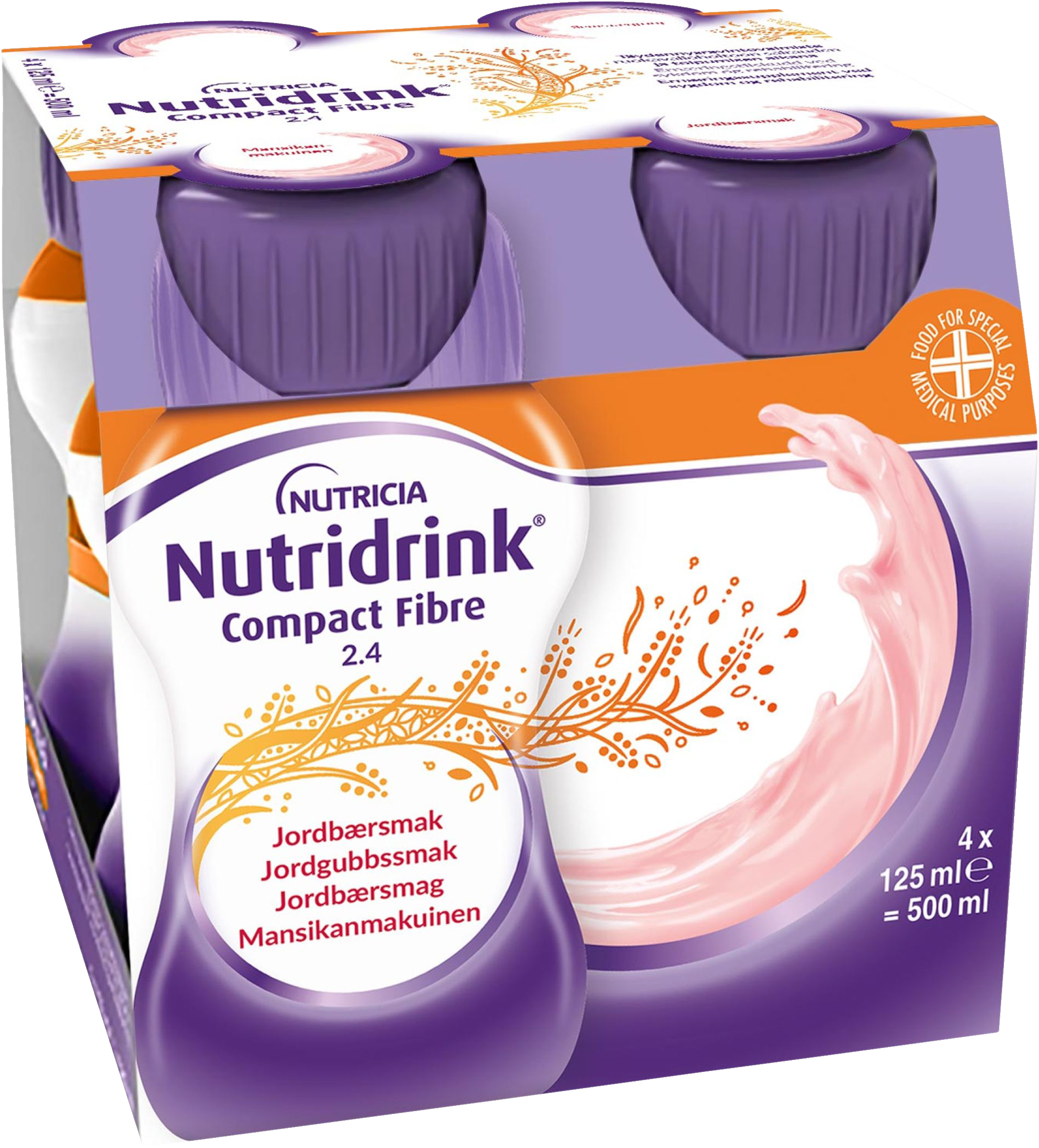 Nutridrink Compact Fibre, jordgubb, energirikt, komplett med kostfiber