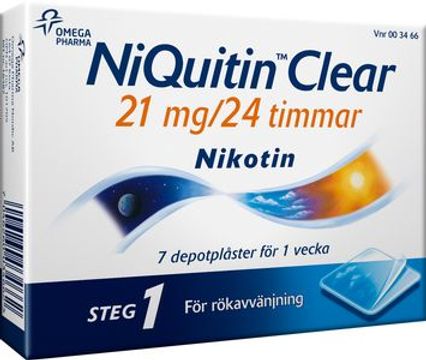 NiQuitin Clear, depotplåster 21 mg/24 timmar