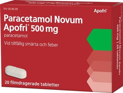 Paracetamol Novum Apofri, filmdragerad tablett 500 mg