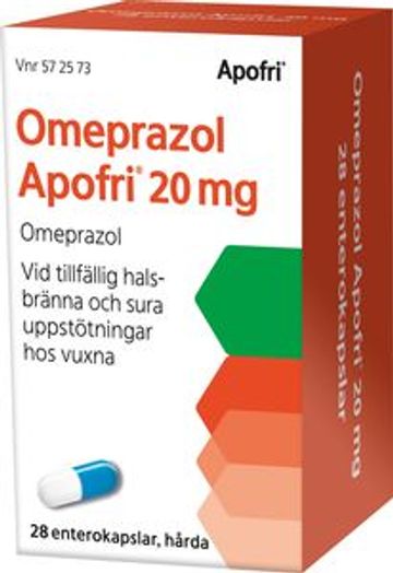 Omeprazol Apofri, enterokapsel, hård 20 mg