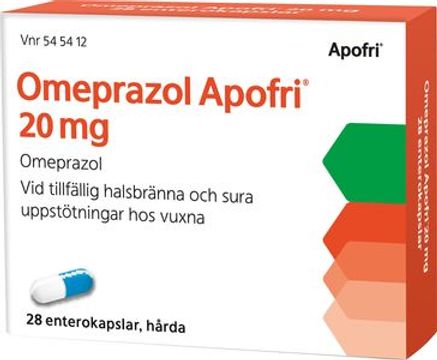 Omeprazol Apofri, enterokapsel, hård 20 mg