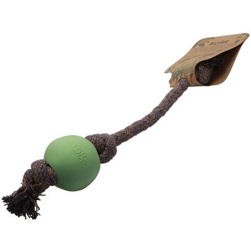 Beco Hundleksak boll med rep  Large Grön d=6,7 cm