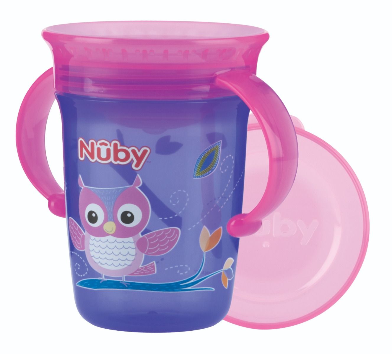 Nuby Träningsmugg med handtag 360¢ wonder cup 240ml Purple Owl 1 st