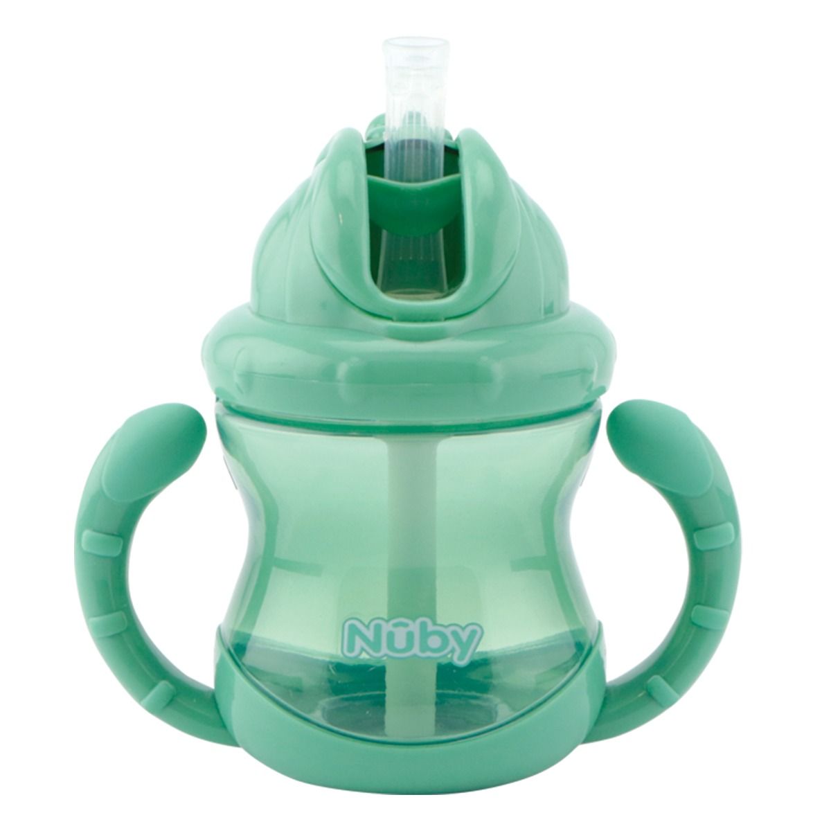 Nuby Mugg m handtag o sugrör flip it cup 240 ml Grön 1 st