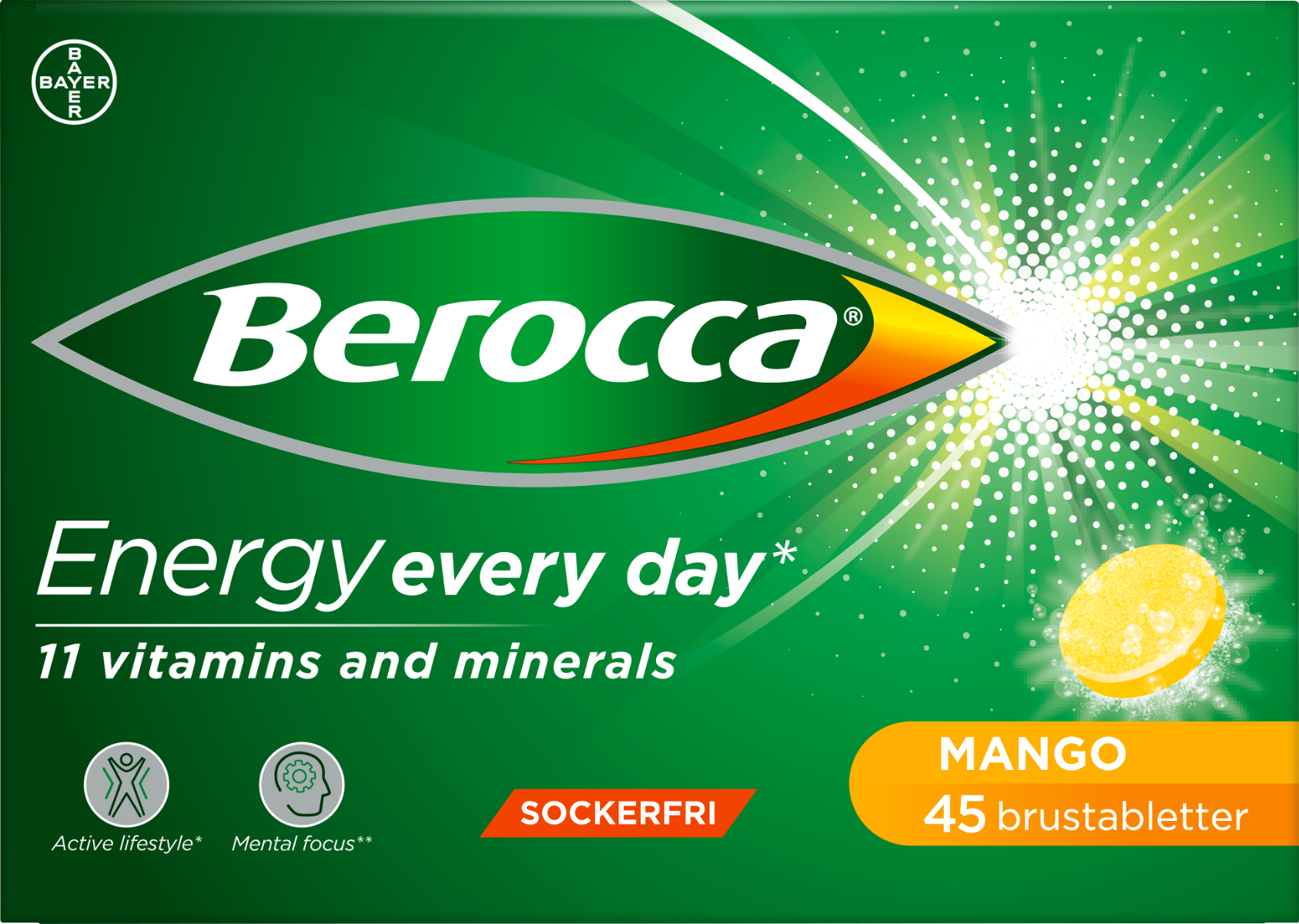 Bayer AB Berocca Mango Brustablett 45 st