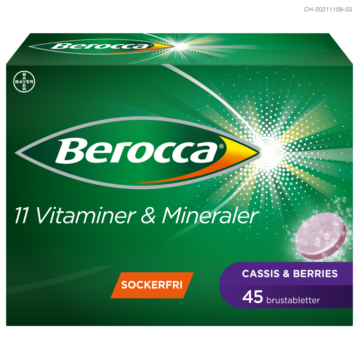 Berocca Energy Cassis & Berries Brustabletter 45 st