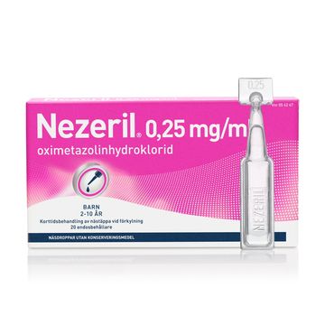 Nezeril, näsdroppar, lösning i endosbehållare 0,25 mg/ml