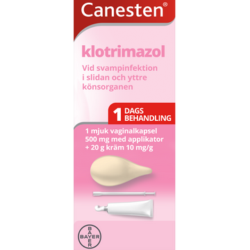 Canesten, vaginalkapsel, mjuk + kräm 500 mg + 10 mg/g