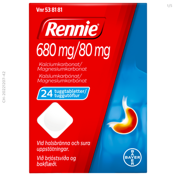 Rennie, tuggtablett 680 mg/80 mg