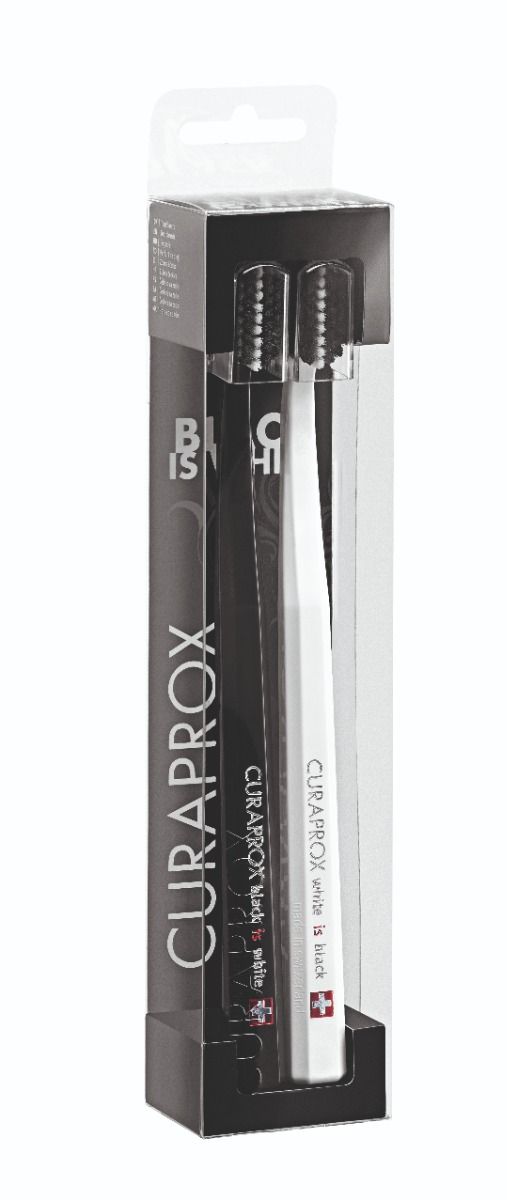 Curaprox Black is White Tandborste 2-pack vit/svart 2 st