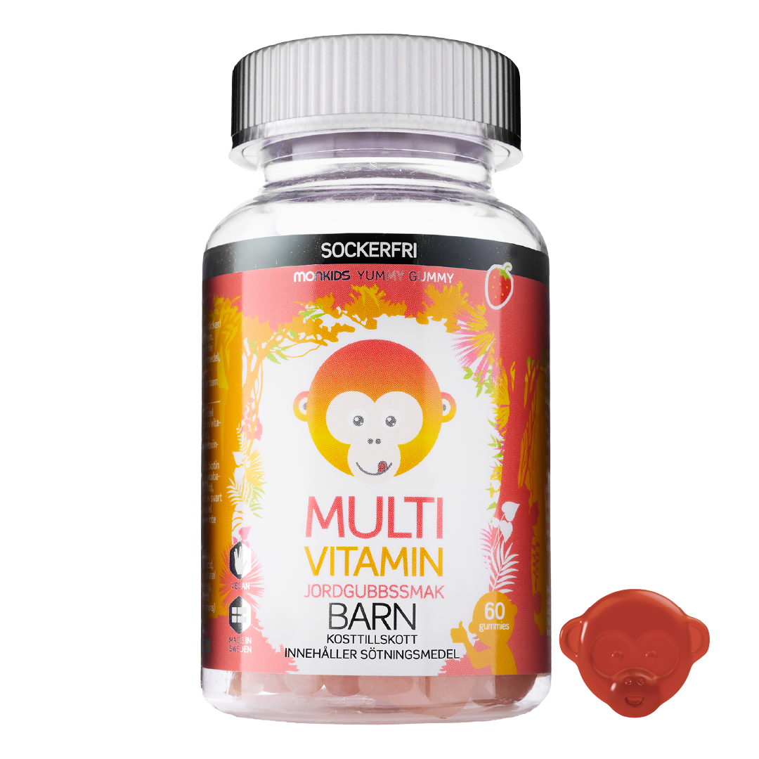 Monkids Multivitamin Sockerfri Barn Jordgubb