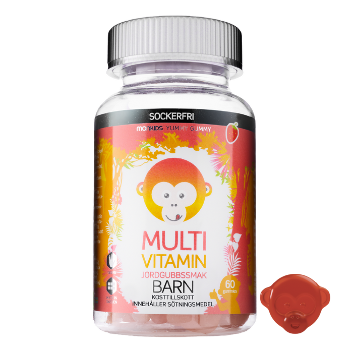 Monkids Multivitamin Sockerfri Barn Jordgubb
