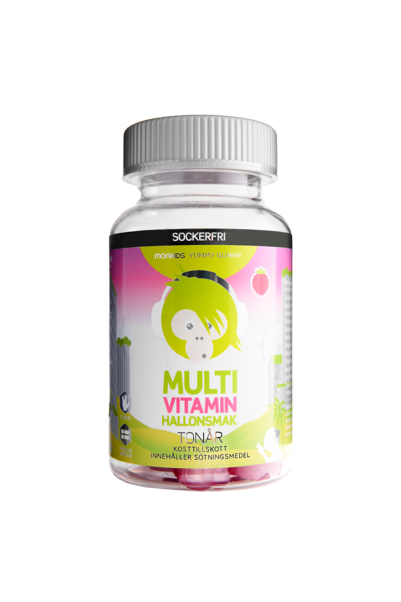 Monkids Multivitamin Sockerfri Tonår Hallon 60st | Skönhet och hälsa - Hälsovård | Apoteka