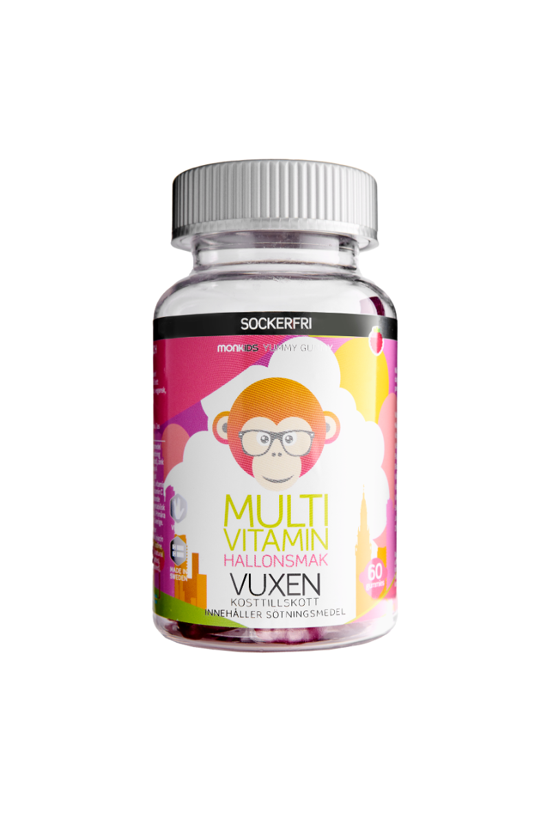 Monkids Multivitamin Sockerfri Vuxen Hallon 60st | Skönhet och hälsa - Hälsovård | Apoteka