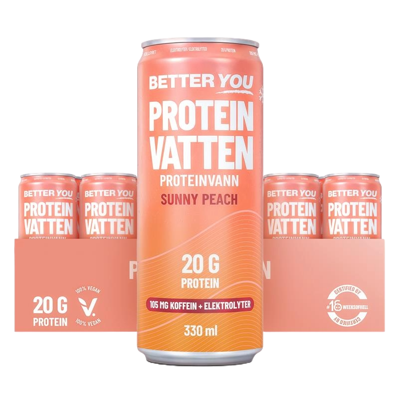 Better You Proteinvatten Sunny Peach Koffein+Elektro 24 st