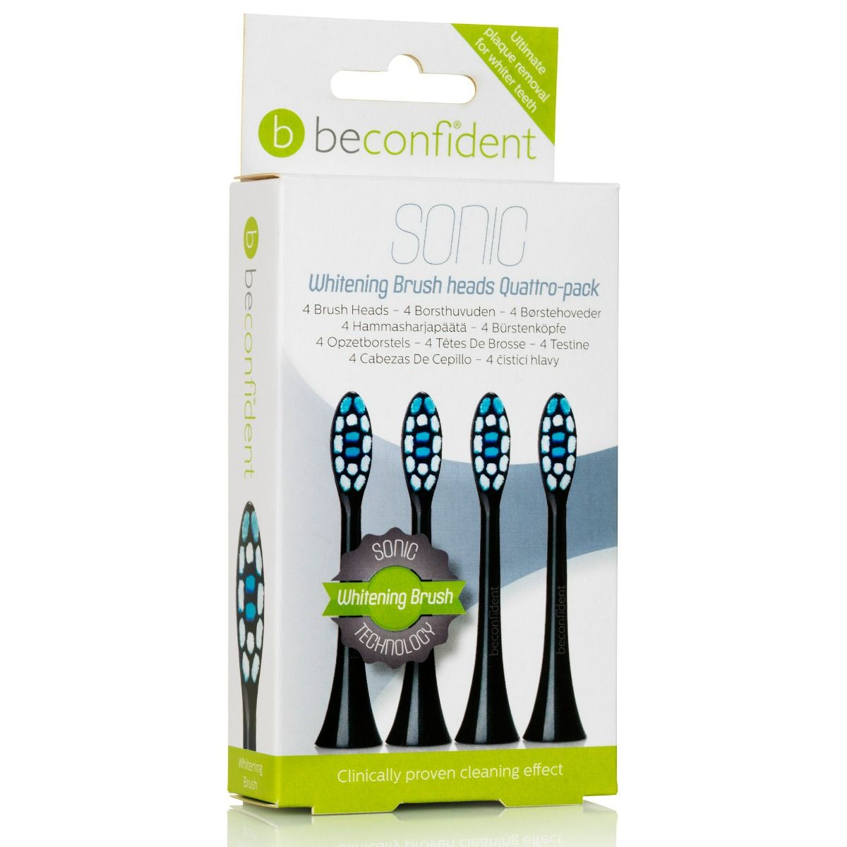 Beconfident Sonic Toothbrush heads Whitening Black 4 st