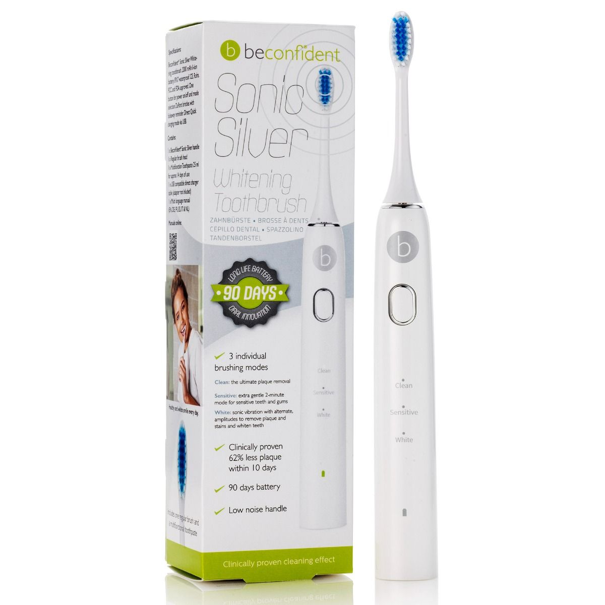 Beconfident Sonic Silver Toothbrush white/silver 1 st