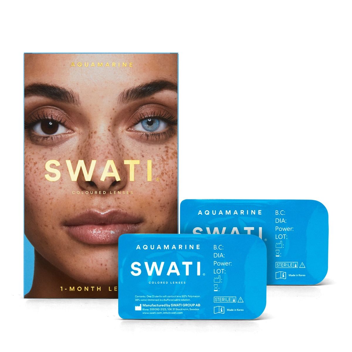 Swati Cosmetics Aquamarine – 1 månad 1 par