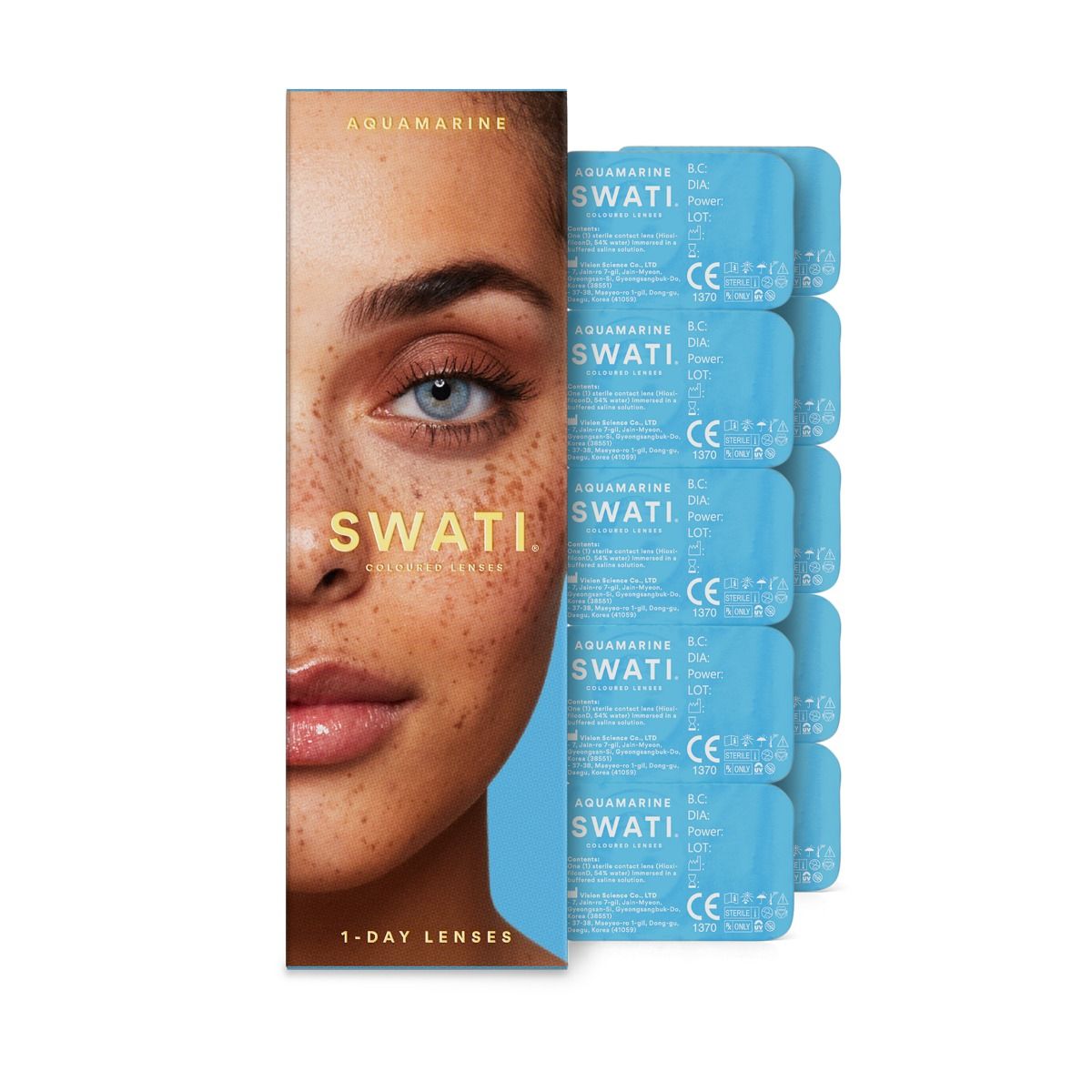 Swati Cosmetics Aquamarine 1-dagslinser 5 par