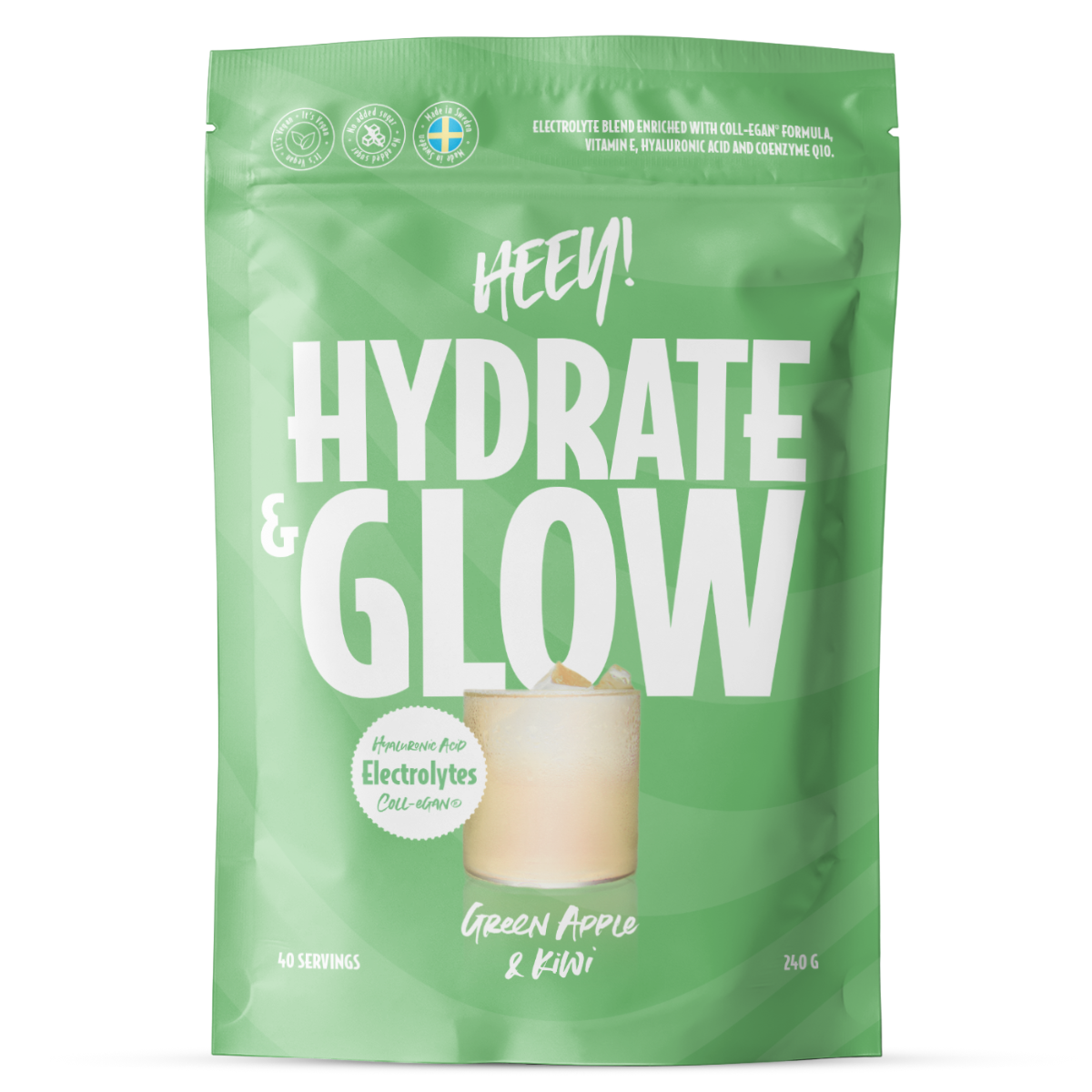 Heey! Hydrate & Glow Elektrolyter + Coll-egan Grönt Äpple & Kiwi