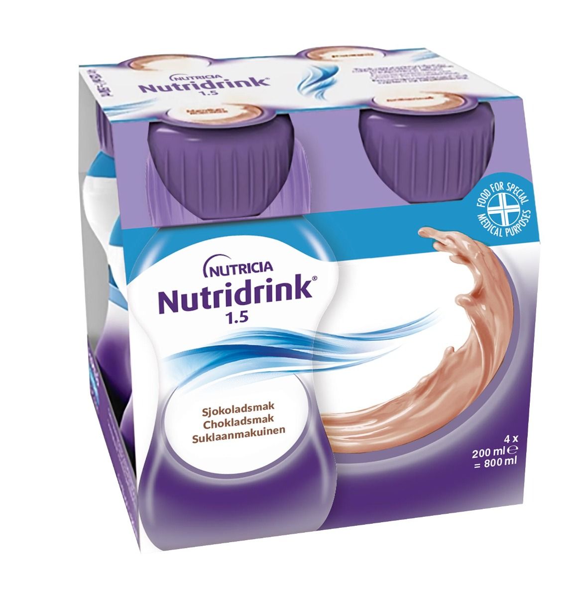 Nutridrink, choklad, energirikt, komplett kosttillägg 4 x 200 milliliter