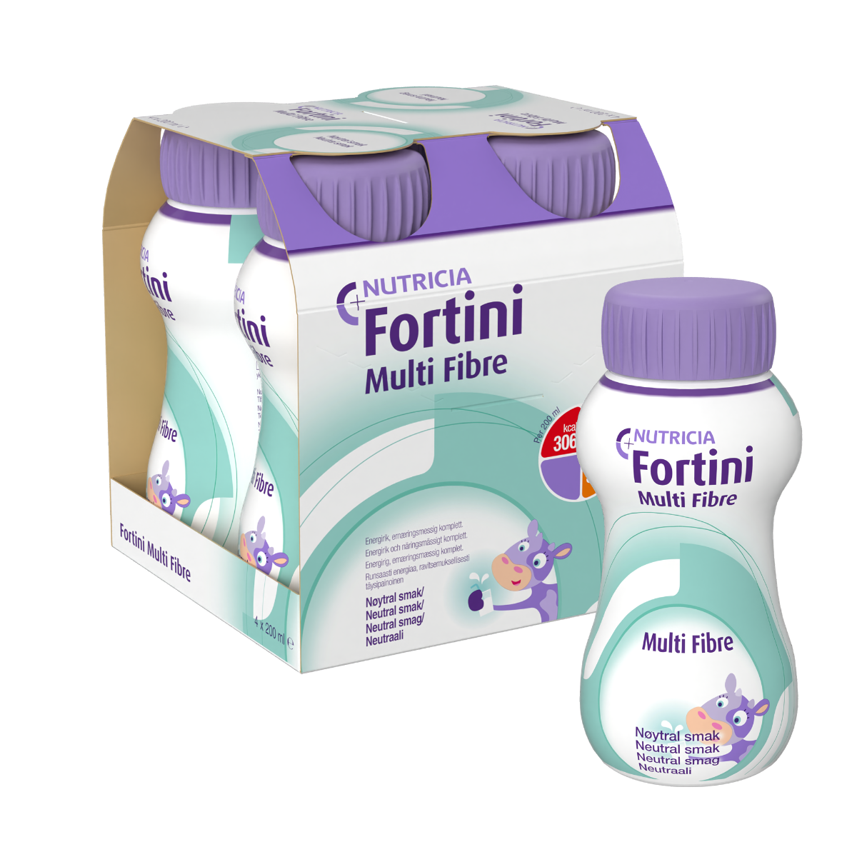 Fortini Multi Fibre komplett barnkosttillägg neutral 4 x 200 milliliter