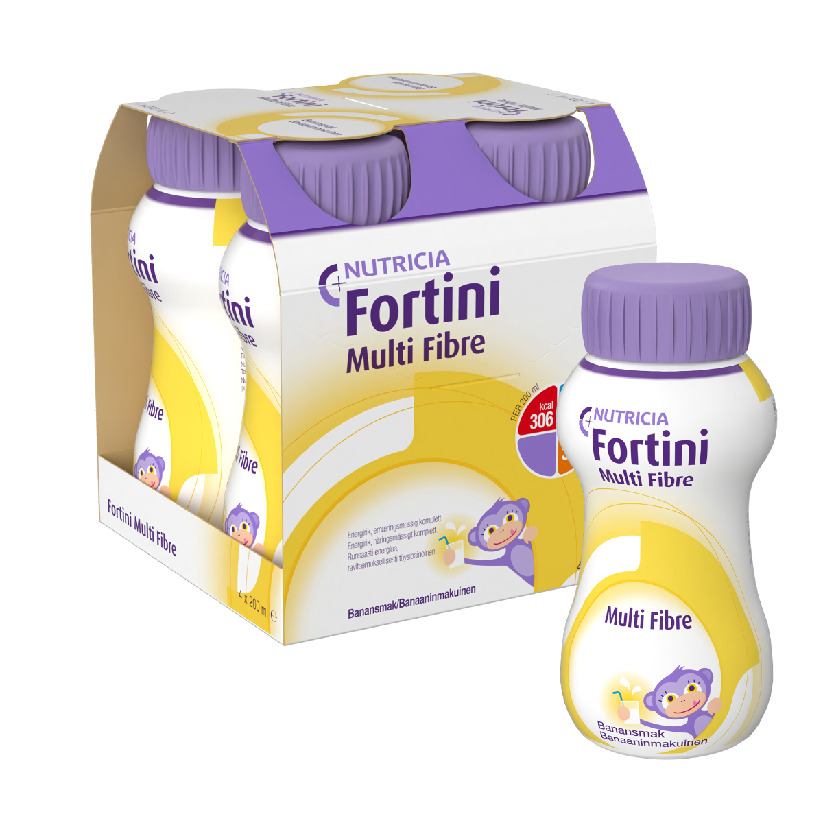 Fortini Multi Fibre komplett barnkosttillägg banan 4 x 200 milliliter