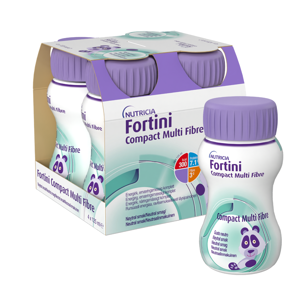 Fortini Compact MultiFibre komplett barnkosttillägg neutral 4 x 125 milliliter