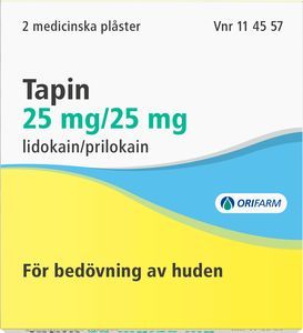 Tapin, medicinskt plåster 25 mg/25 mg