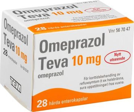 Omeprazol Teva, enterokapsel, hård 10 mg