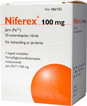 Niferex, enterokapsel, hård 100 mg UCB Nordic A/S