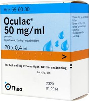 Oculac, ögondroppar, lösning i endosbehållare 50 mg/ml
