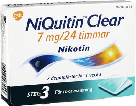 NiQuitin Clear, depotplåster 7 mg/24 timmar